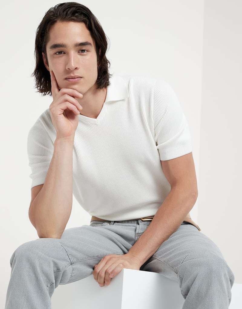 Cotton English rib knit polo 4