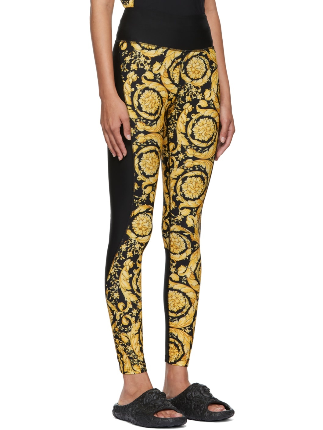 Black & Gold Barocco Leggings - 2