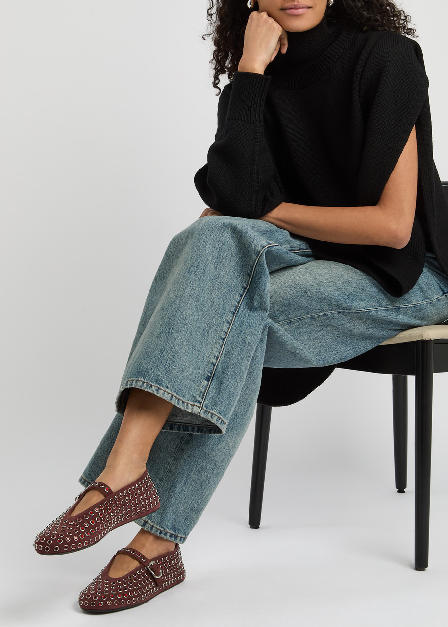 Alaïa Crystal-embellished Suede Ballet Flats - 5