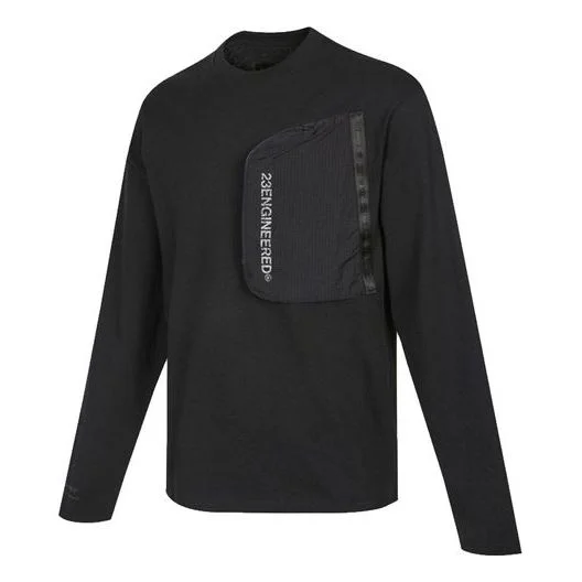 Men's Air Jordan Splicing Pocket Reflective Printing Round Neck Pullover Black T-Shirt DN2050-010 - 1