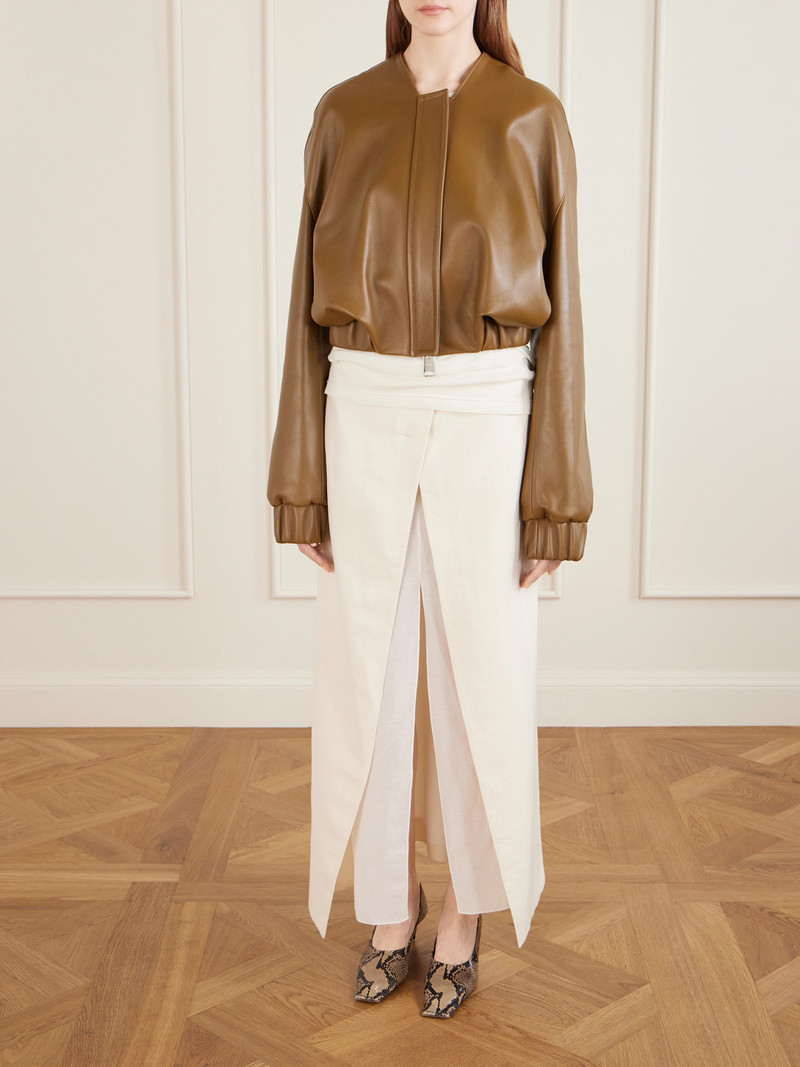KHAITE Cordan Cropped Leather Bomber Jacket outlook