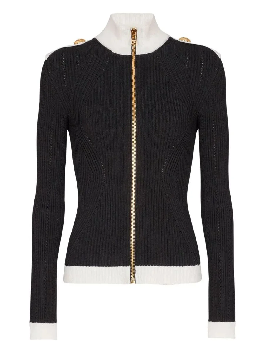 Balmain Zipped Turtleneck Knit Cardigan Clothing - 1