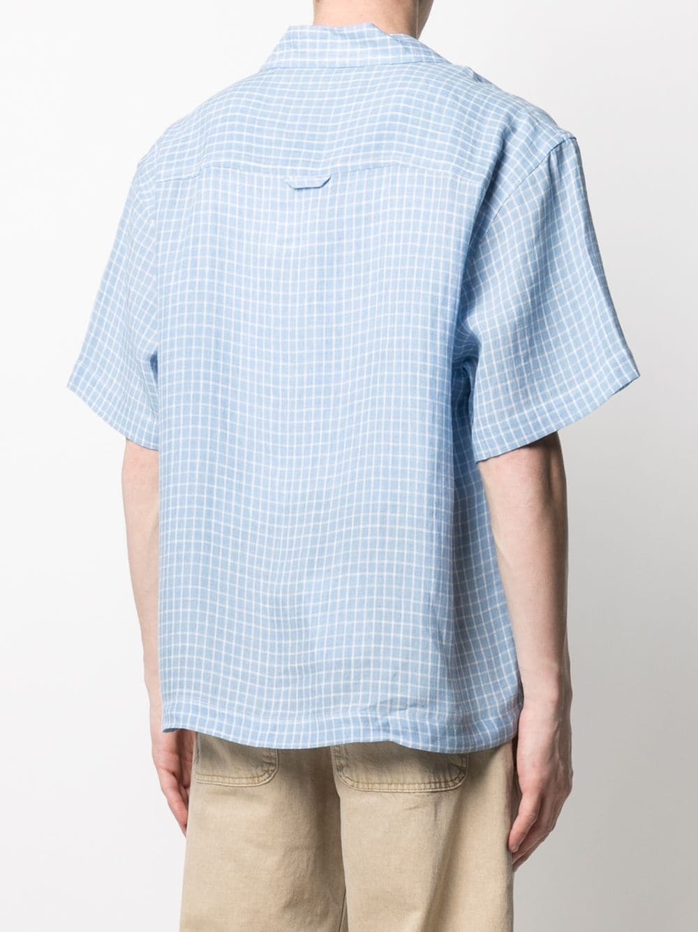 check-print linen shirt - 4