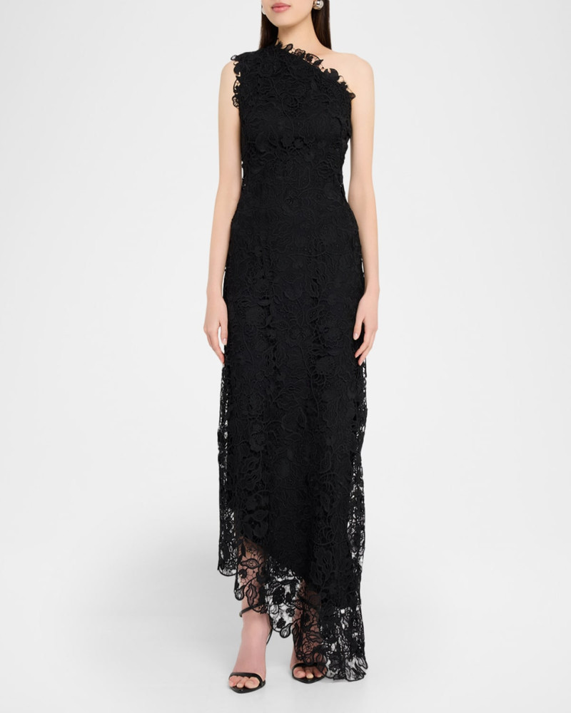 Monique Lhuillier Asymmetric Guipure Lace One-Shoulder Fown outlook
