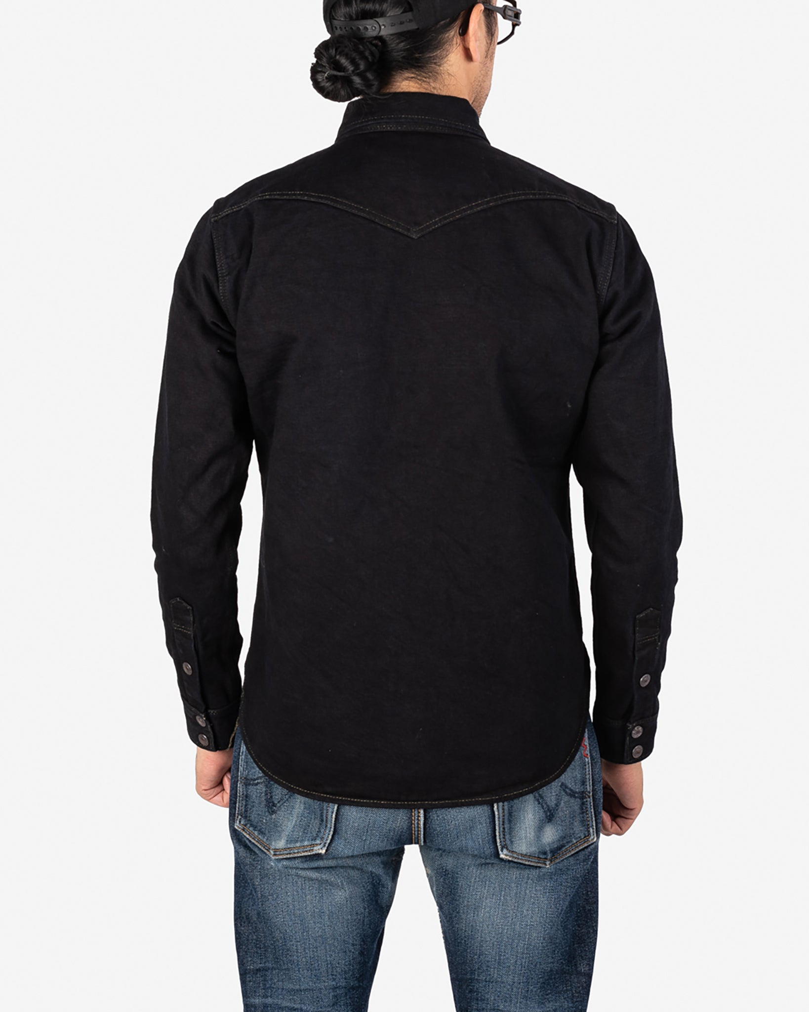 IHSH-293-OD 18oz Vintage Selvedge Denim CPO Shirt - Indigo Overdyed Black - 3