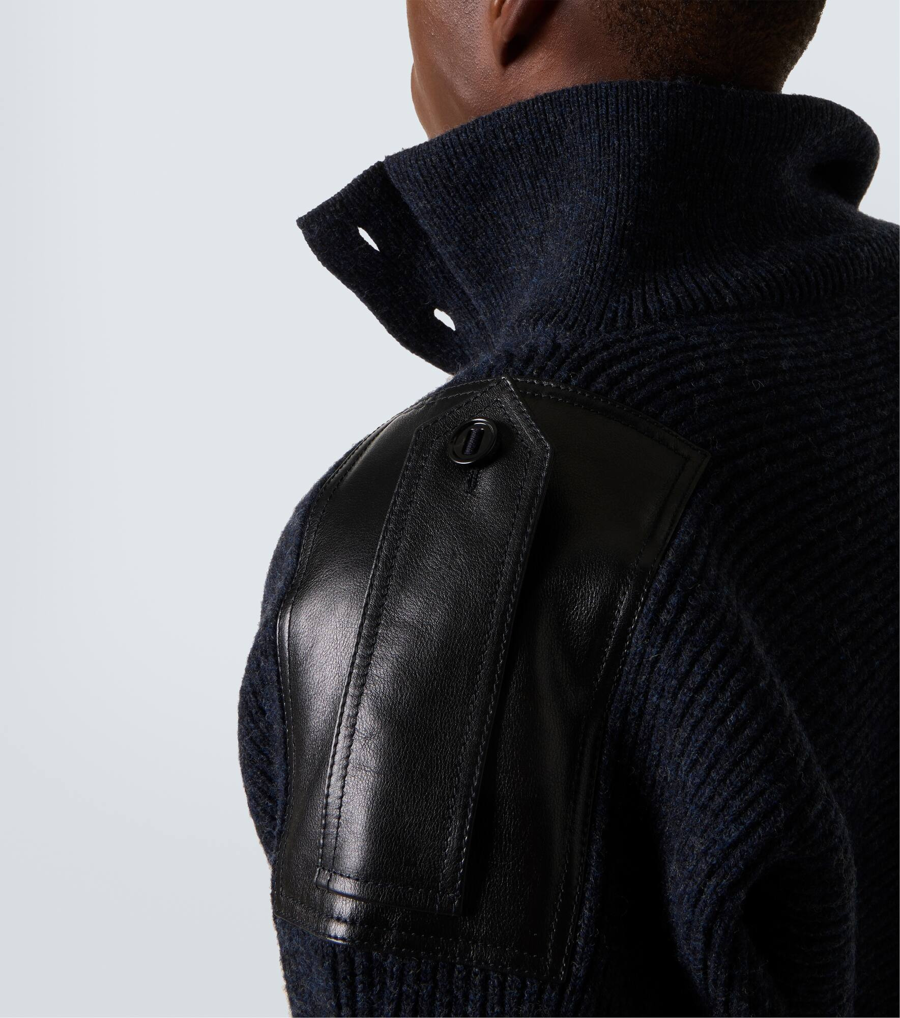 Leather-trimmed wool-blend polo sweater - 6