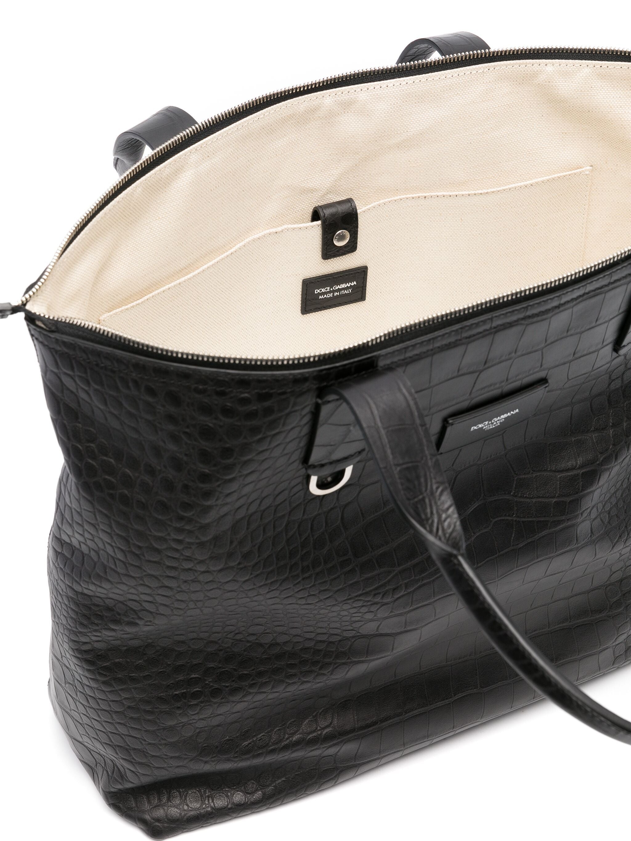 Crocodile-embossed Leather Tote Bag - 2