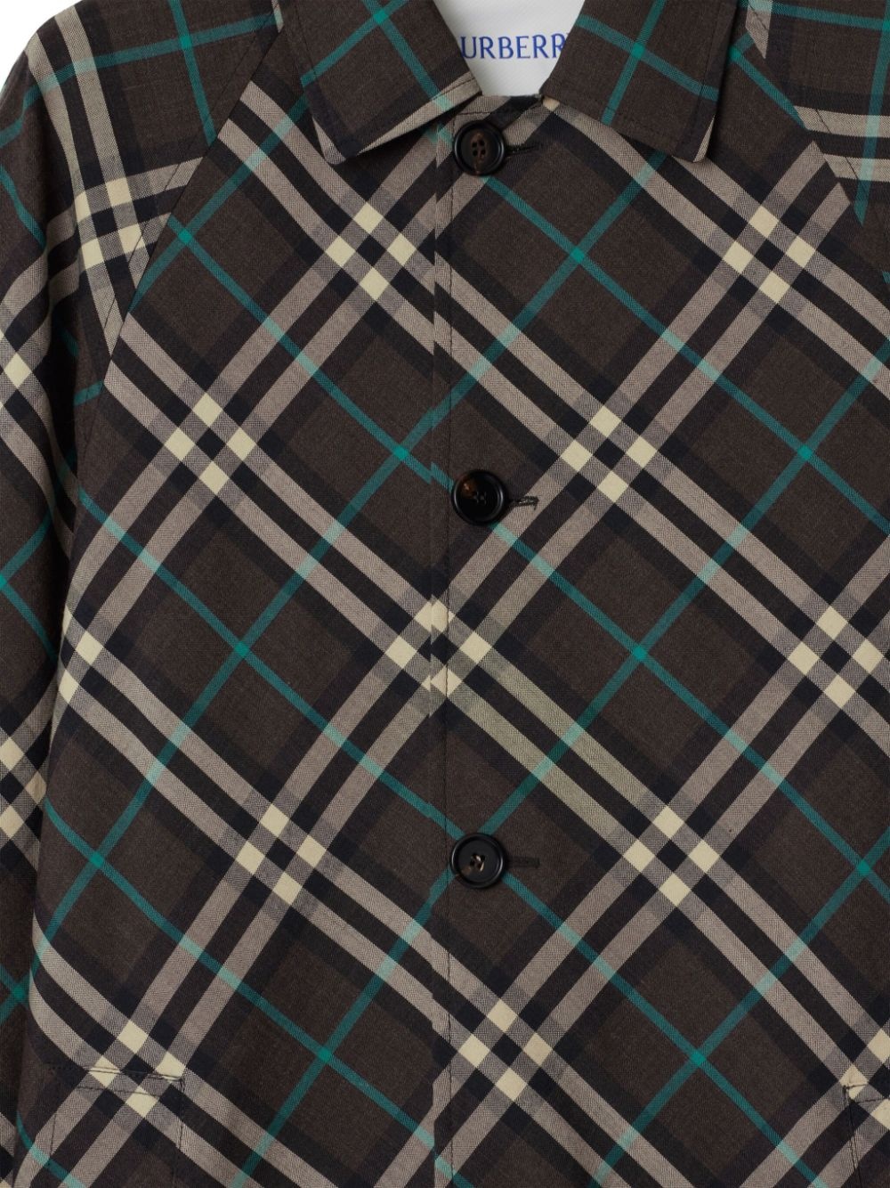 Mid-Length Check Trench Coat - 5