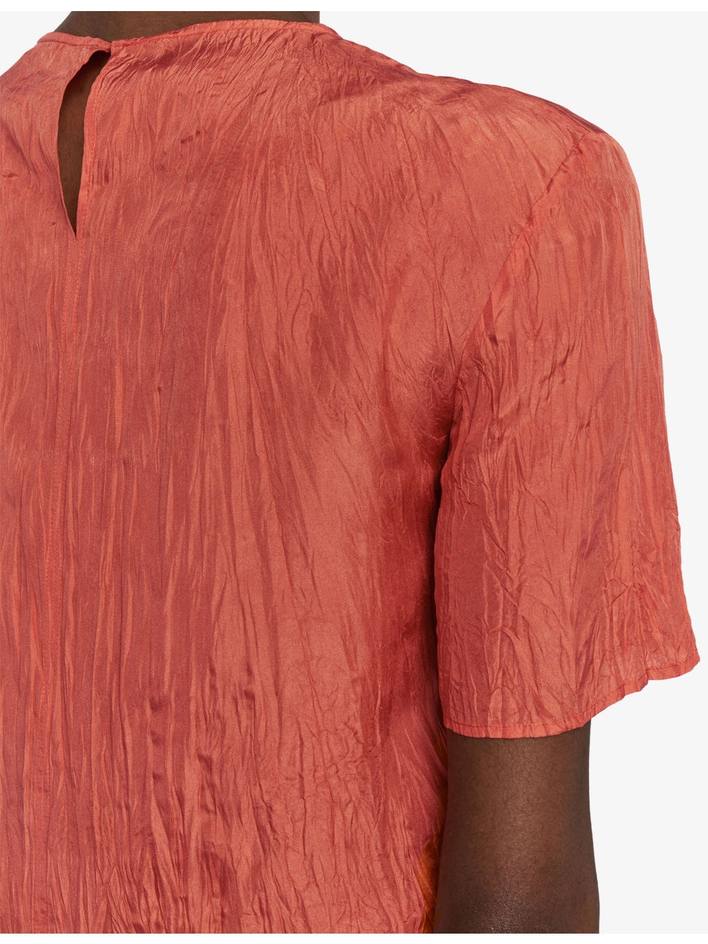 Brunet Round-Neck Crinkled-Texture Habotai-Silk Top - 6
