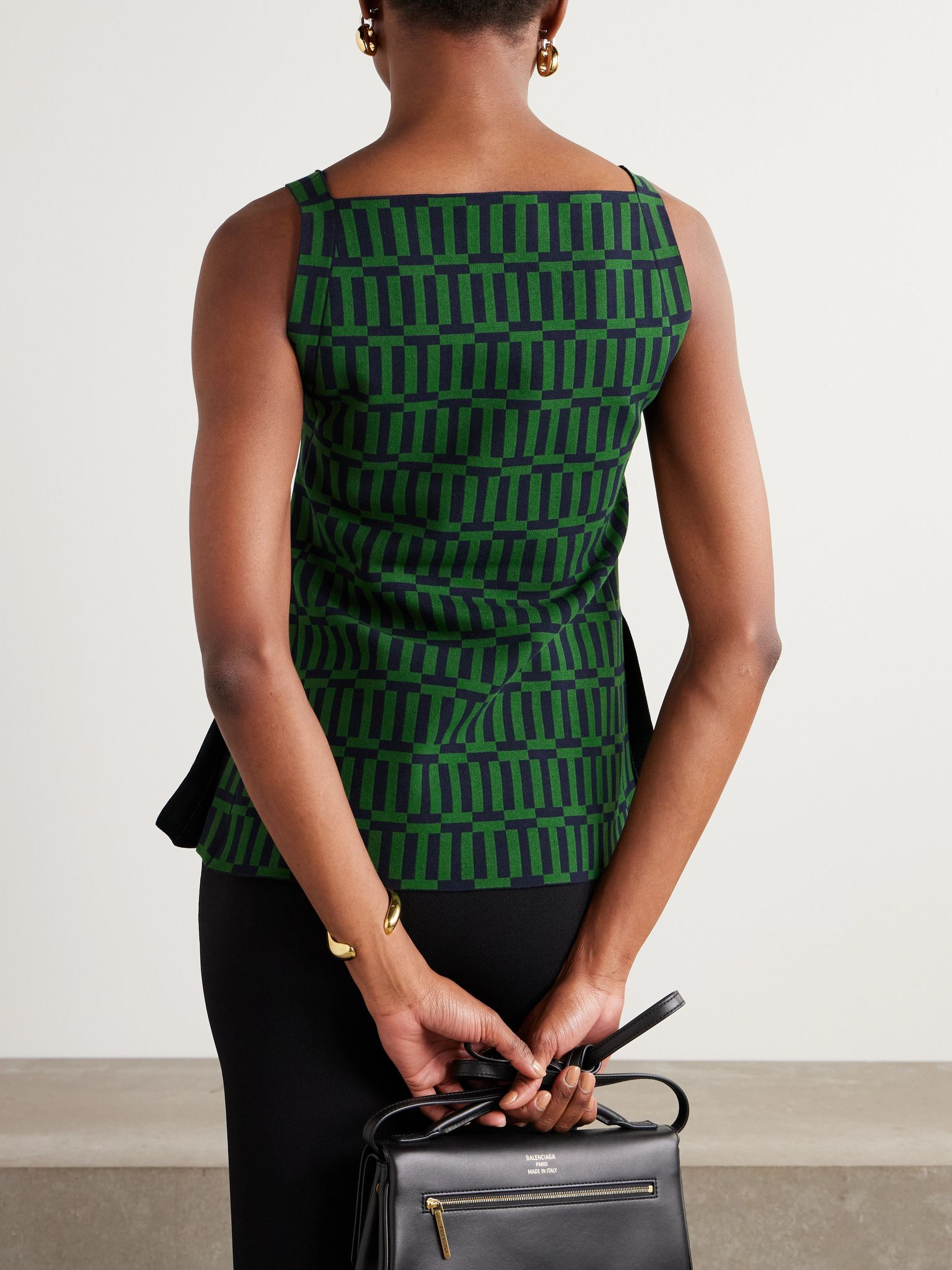 Asher cotton-blend jacquard tank Green - 3