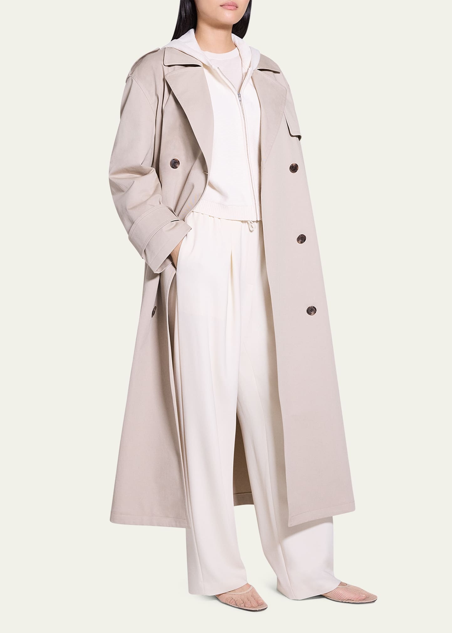 Oversized Double-Breasted Trench Coat - 3