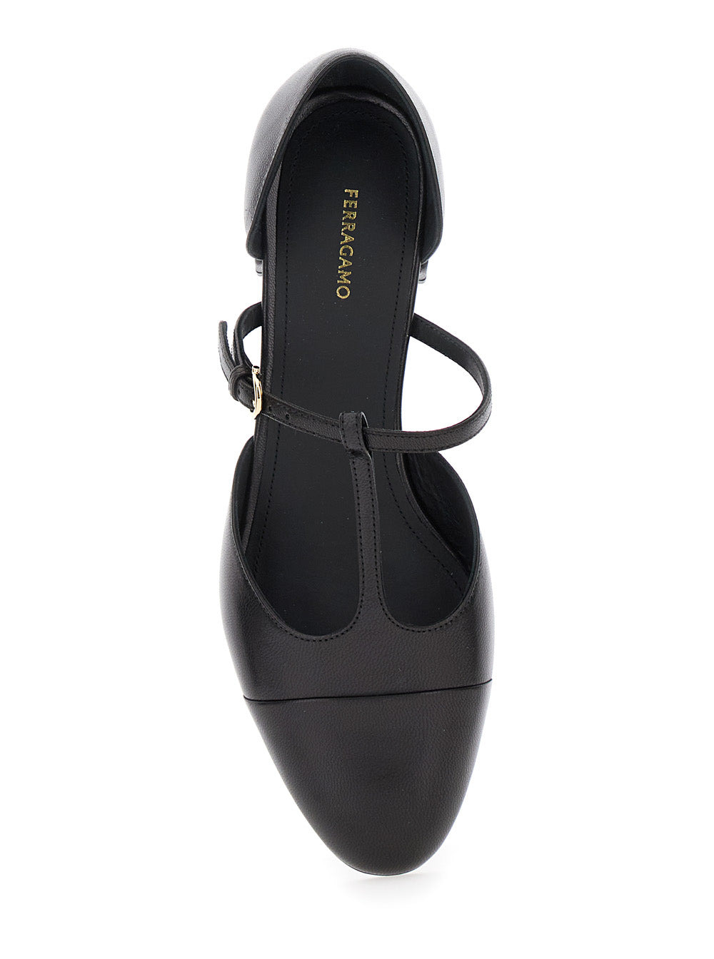 Ferragamo Women 'Lainette' Black Ballet Shoes With T-Strap And Round Toe In Leather Woman - 4