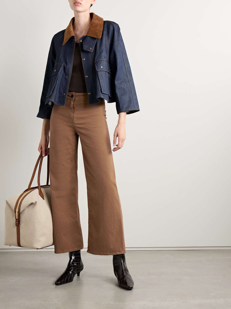 NILI LOTAN Megan cotton-blend twill wide-leg pants Brown outlook