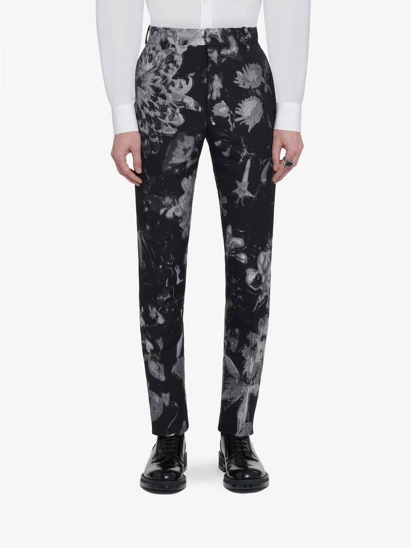 Men's Wax Flower Cigarette Trousers in Black/silver - 5