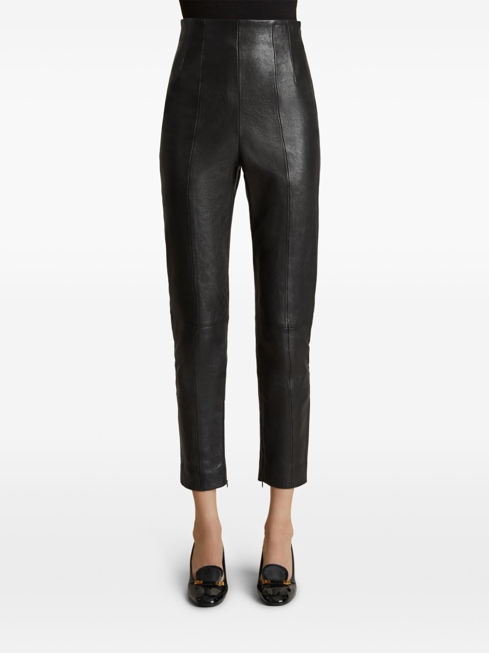 leather tapered trousers - 3