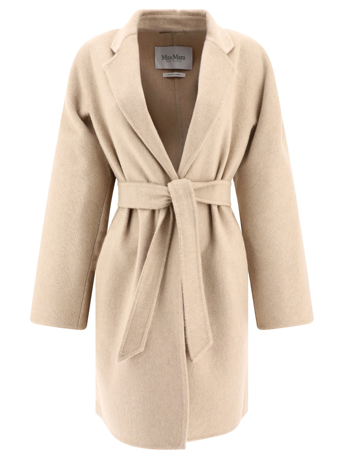 Short Cashmere Wrap Coat Coats Beige - 1