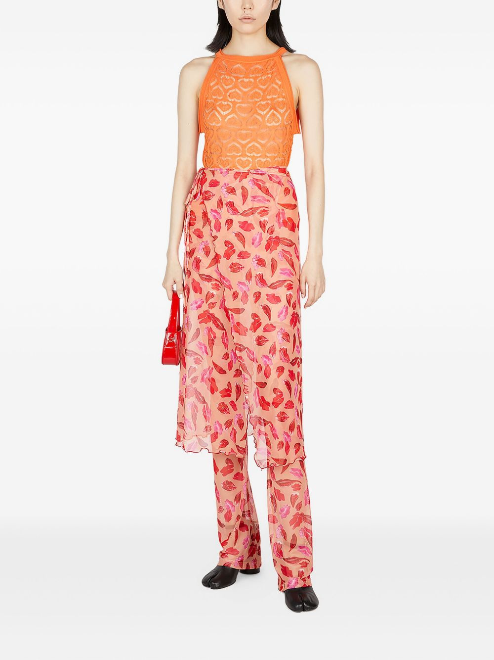 lip-print ruffled skirt - 2