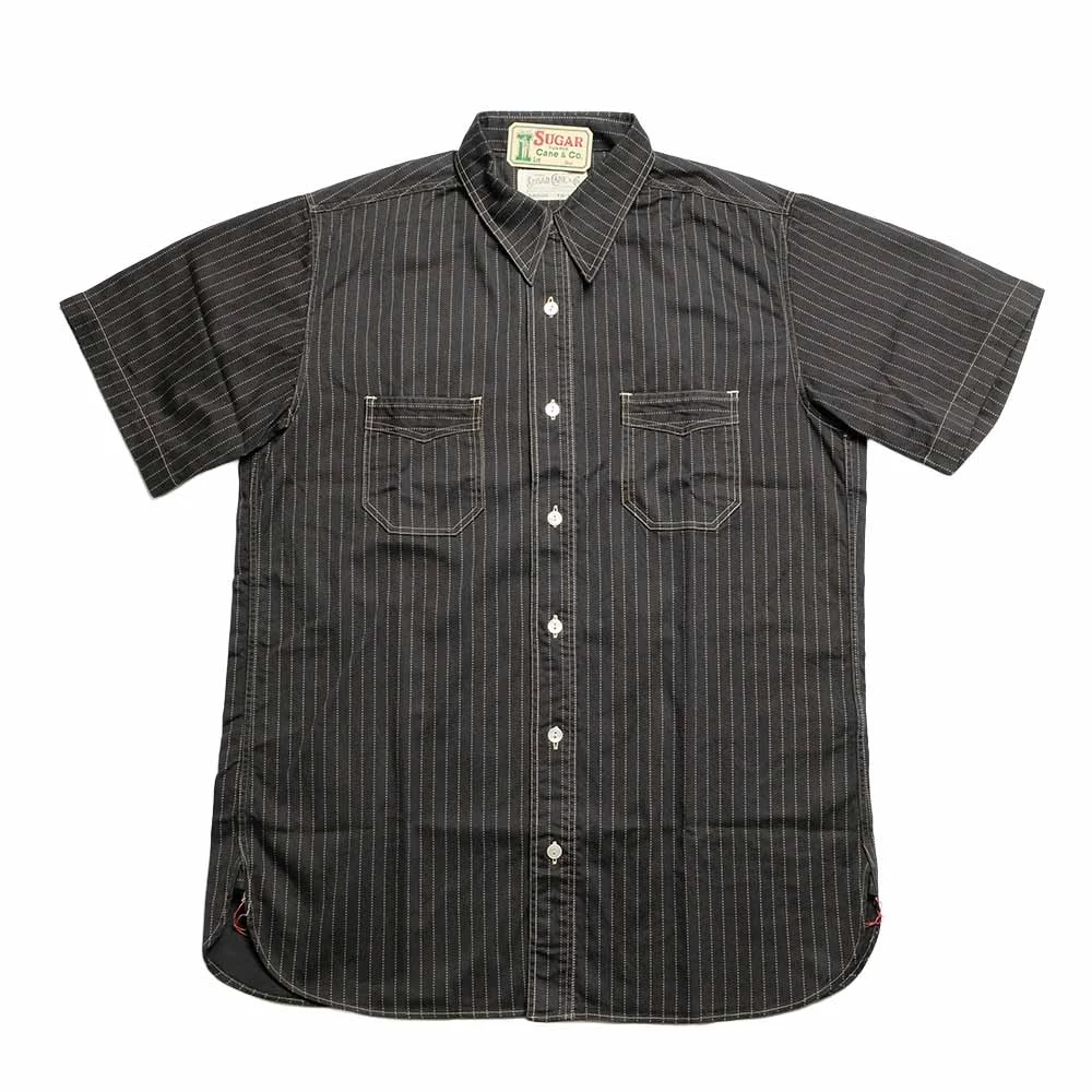 FICTION ROMANCE - 8.5oz. BLACK WABASH STRIPE - S/S WORK SHIRT - SC39702 - 1