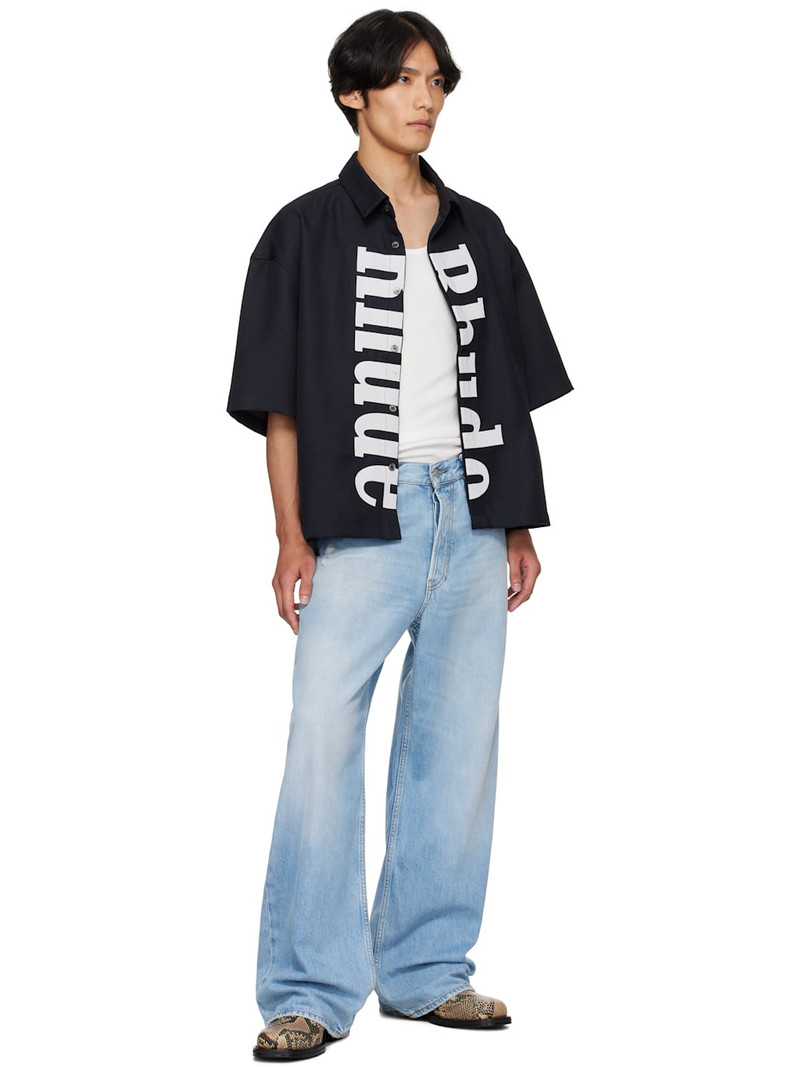 Rhude Black Center Logo Button Up Shirt outlook