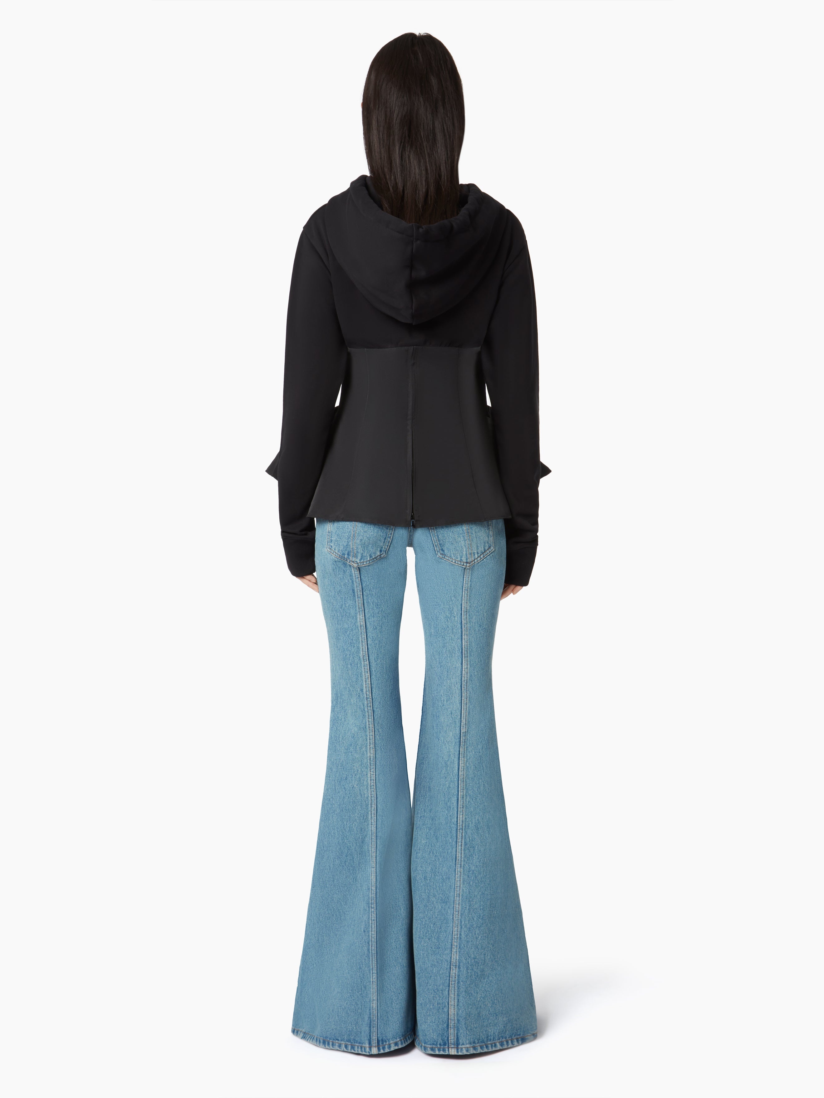 HOODIE WITH CONTRASTING PEPLUM - 4