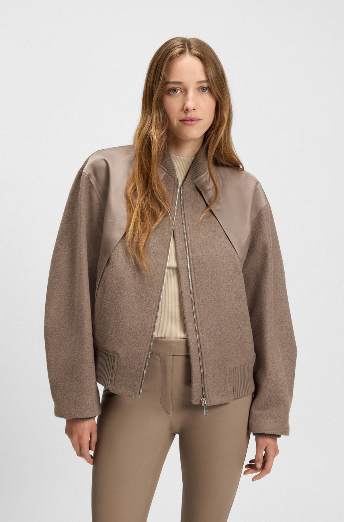 BOMBER JACKET IN MIXED FABRICS - 2
