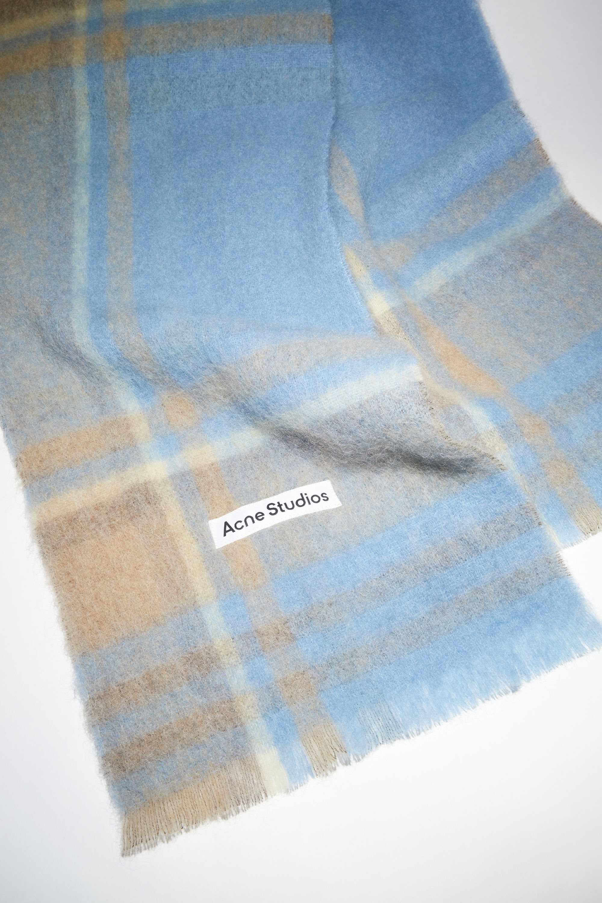 Checked scarf - Light blue/beige - 4