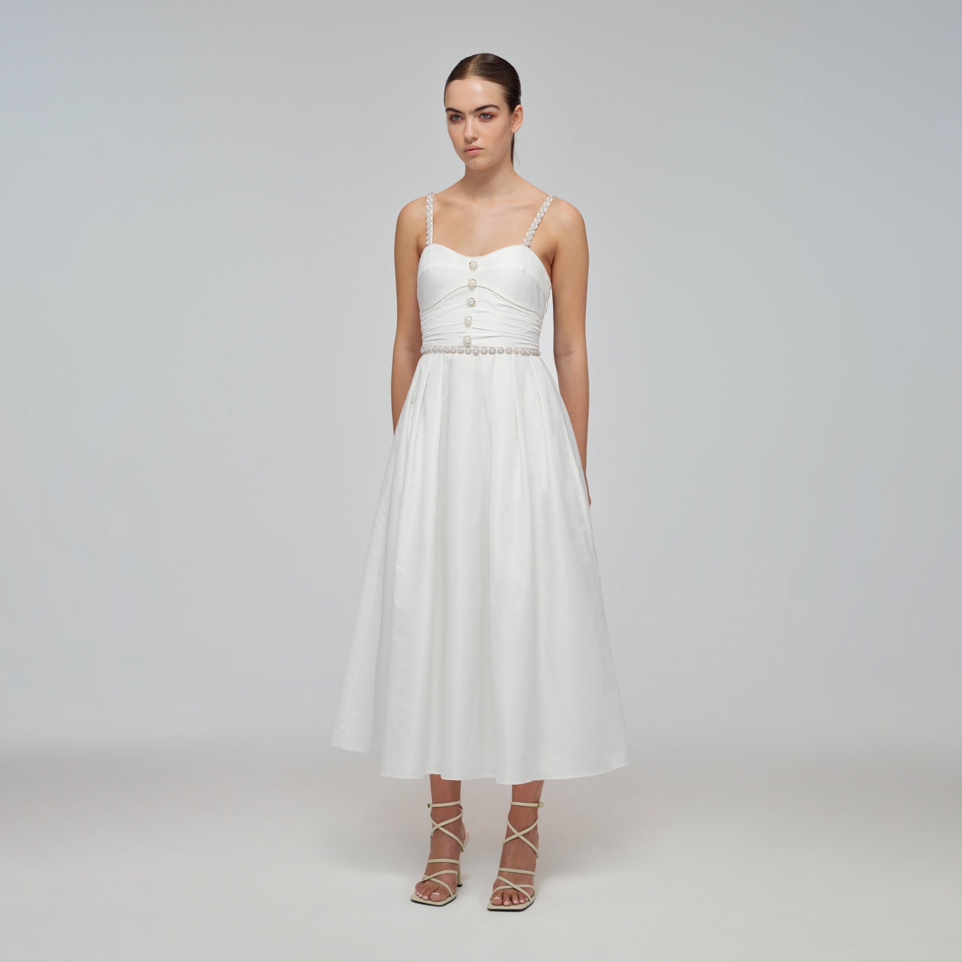 ワンピース SELF PORTRAIT Taffeta decollete dress with bow Bianco Amazon.com: Self Portrait Women's Off Shoulder Bow Dress