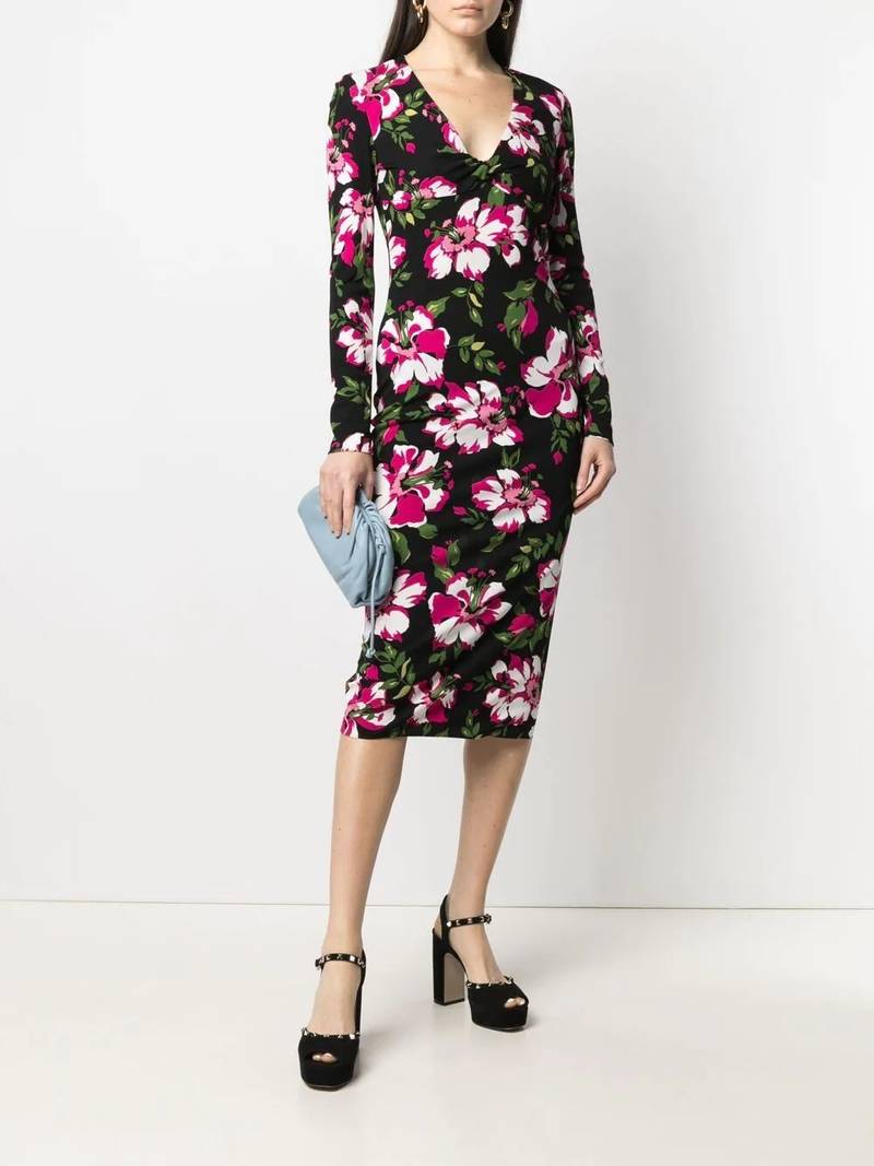 TOM FORD floral-print mid-length dress outlook