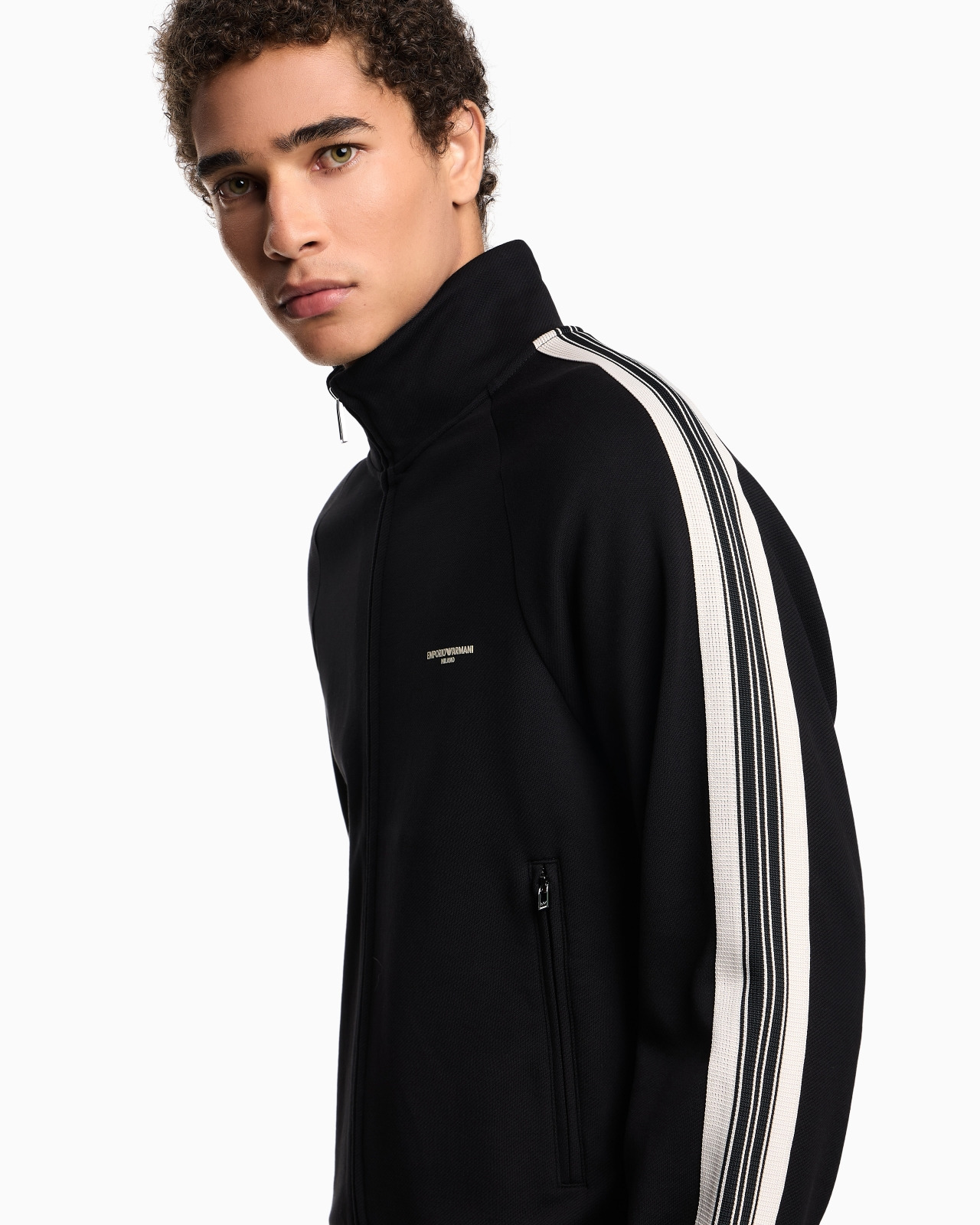 ASV FULL-ZIP SWEATSHIRT IN JERSEY WITH CONTRASTING BANDS - 5