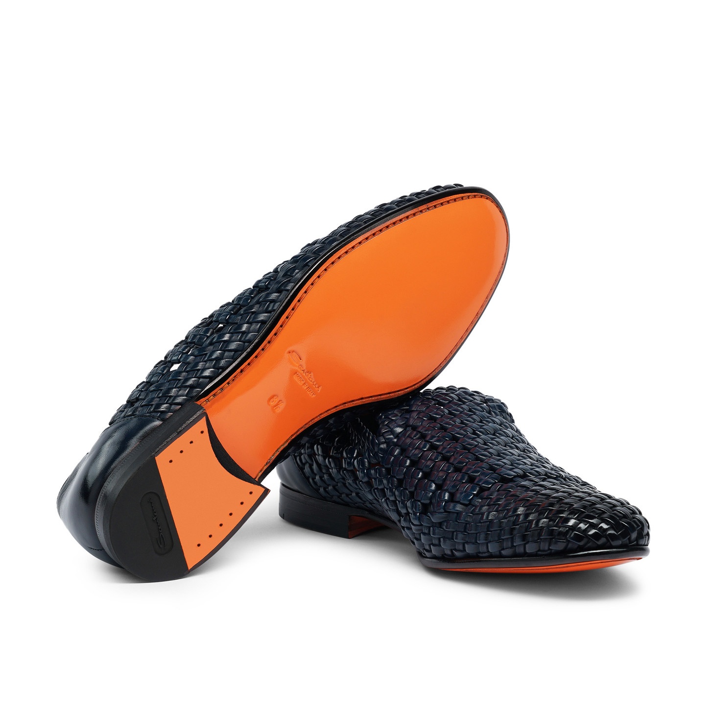 Men's blue woven leather loafer - 6