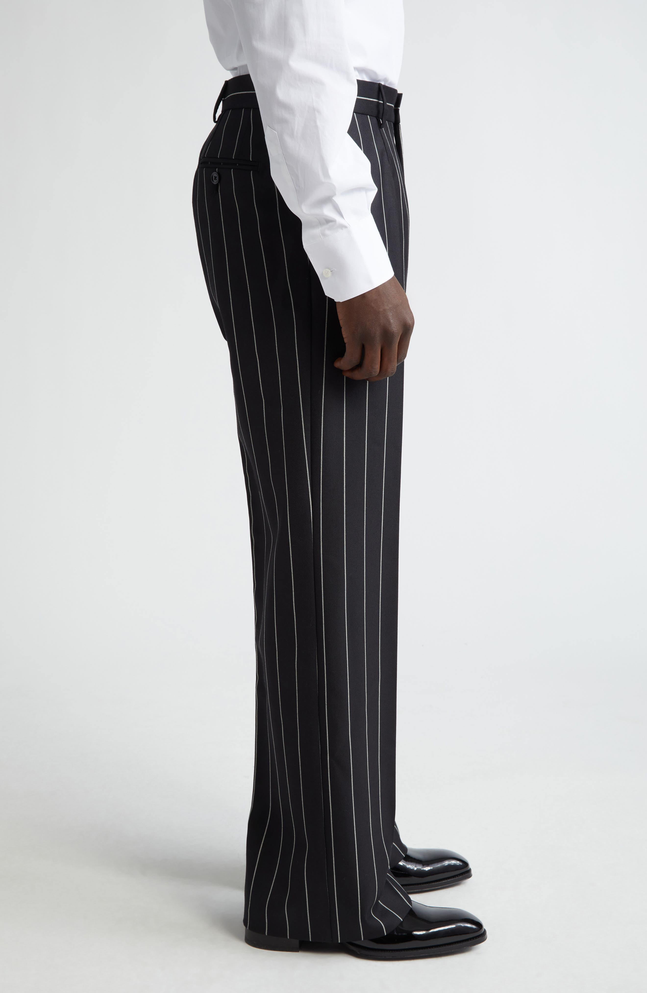 Pinstripe Wool Trousers - 4
