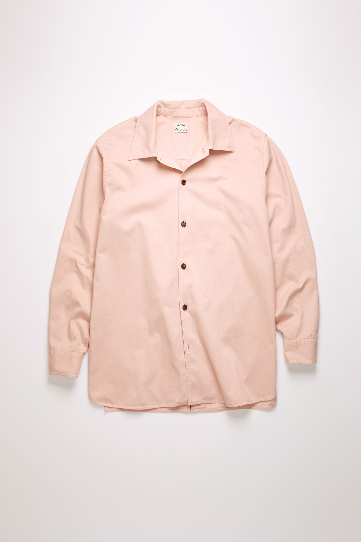 Boxy-fit cotton twill shirt old pink - 1