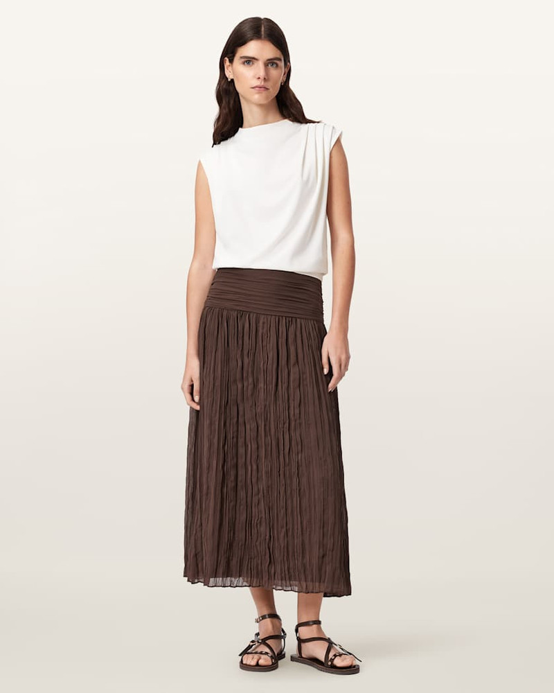 ALLSAINTS ASAL ASYMMETRIC RUCHED MAXI SKIRT outlook