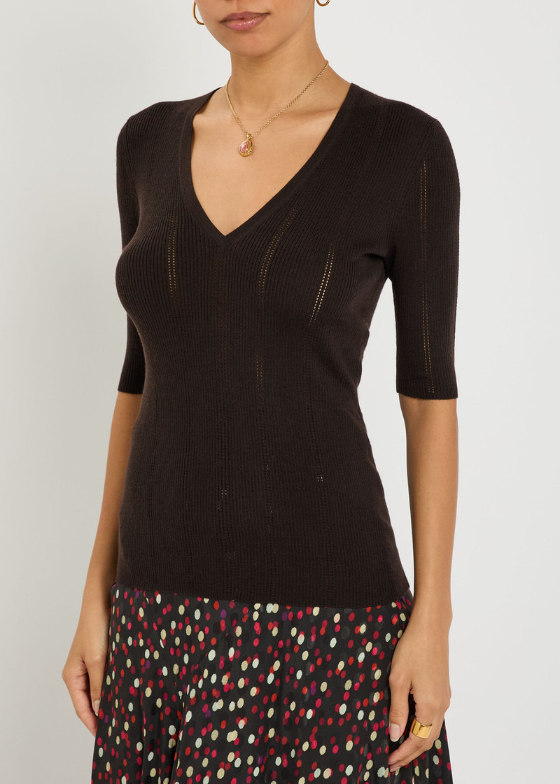 GABRIELA HEARST Gabriela Hearst Amari Pointelle Wool top outlook