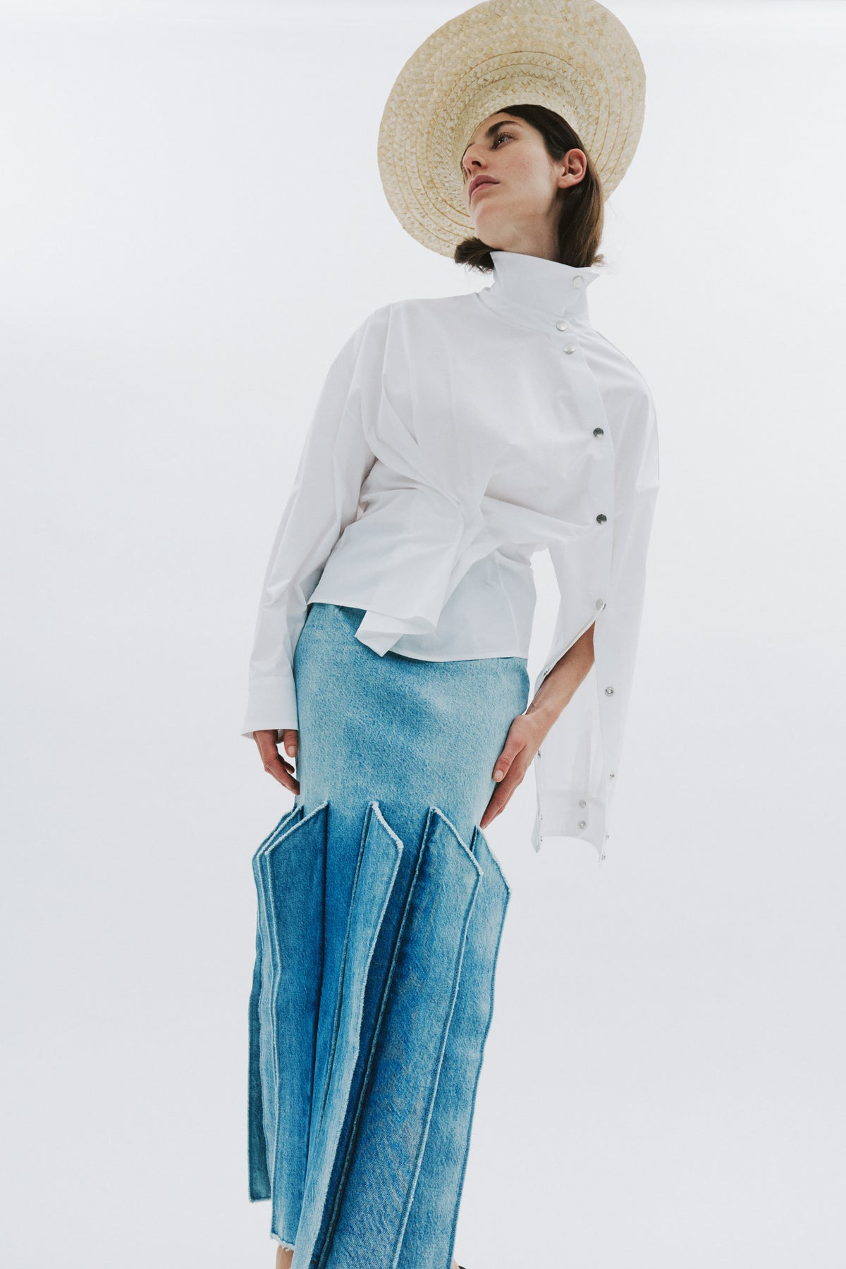 ASYMMETRIC COLLAR SHIRT WHITE - 14