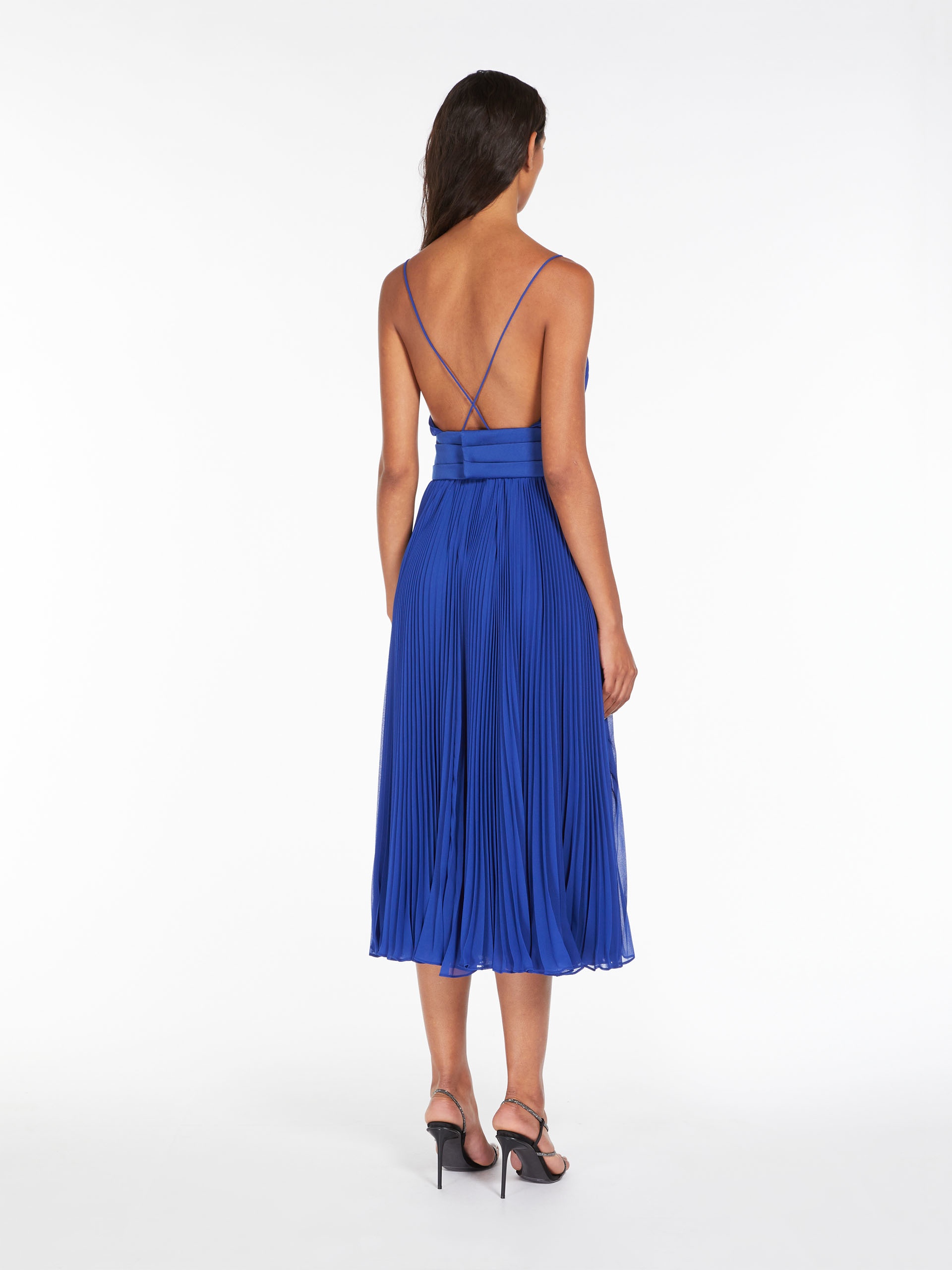 CLARINO Tuxedo dress in pleated fabric - 4