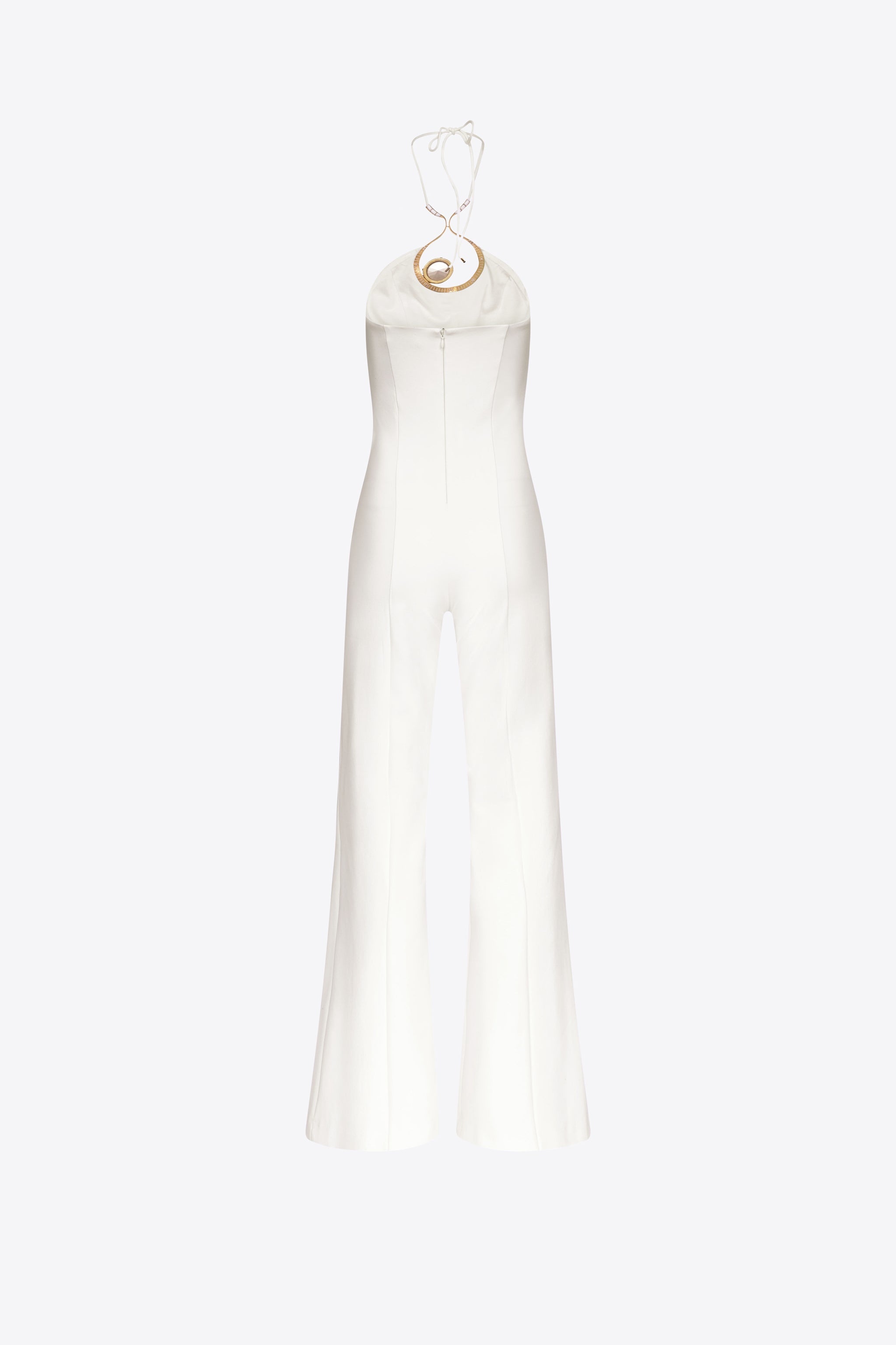 CRYSTAL EYELET HALTER JUMPSUIT - 2