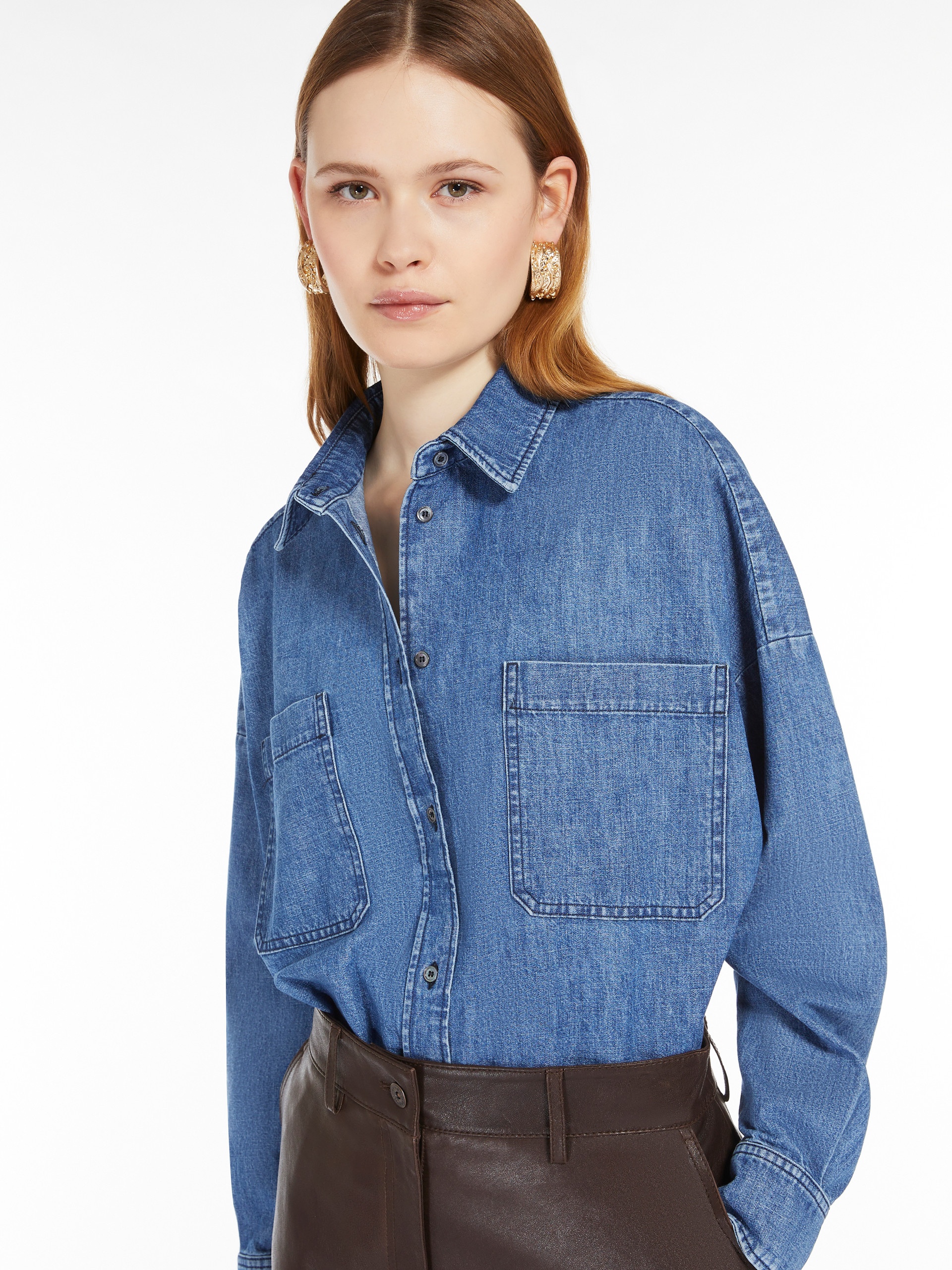 LANDA Cotton denim cropped shirt - 5