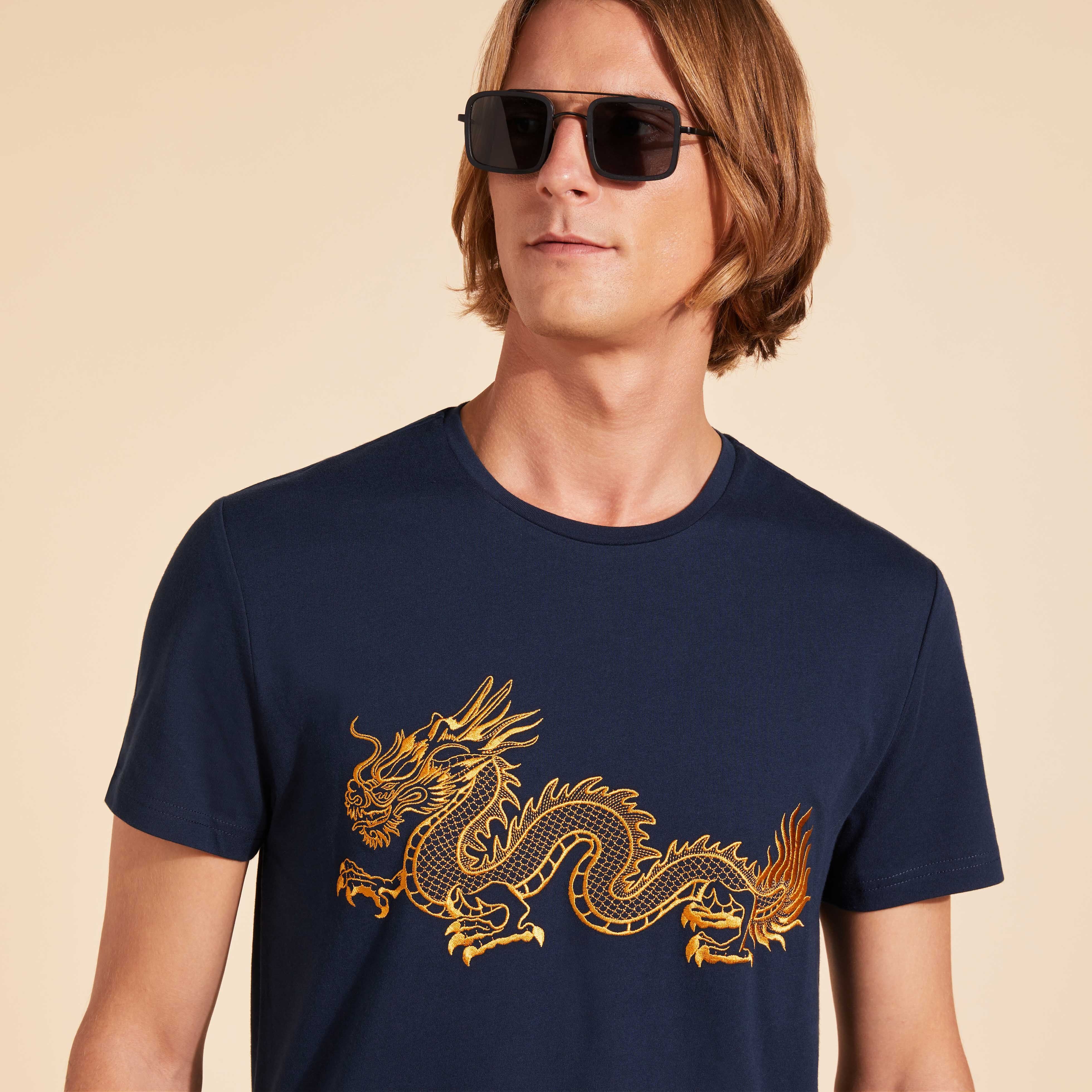 Men Cotton T-Shirt Embroidered The year of the Dragon - 6