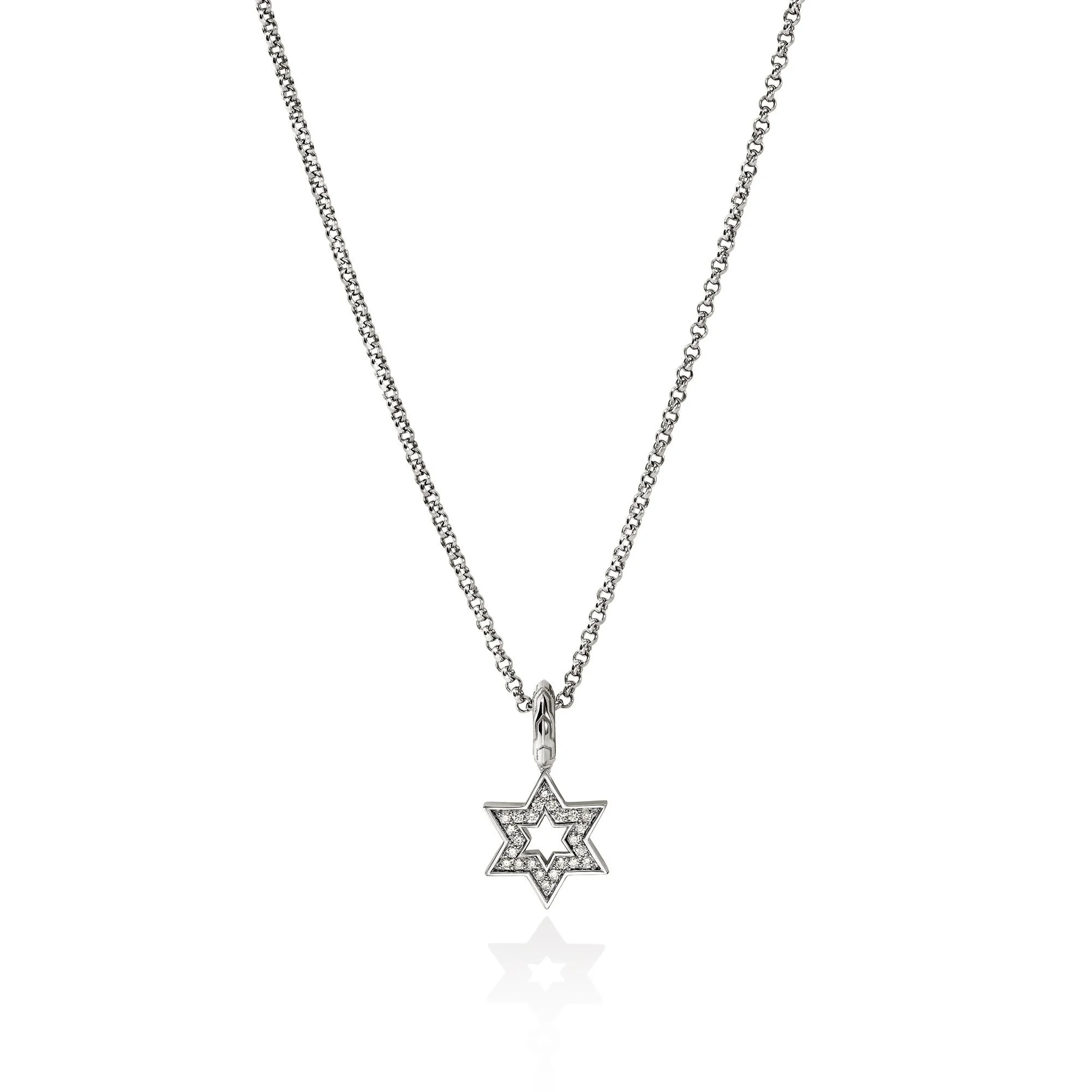 JH Essential Star of David Necklace, Sterling Silver, Diamonds - 1