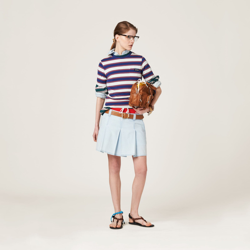 Miu Miu Pleated chambray skirt outlook