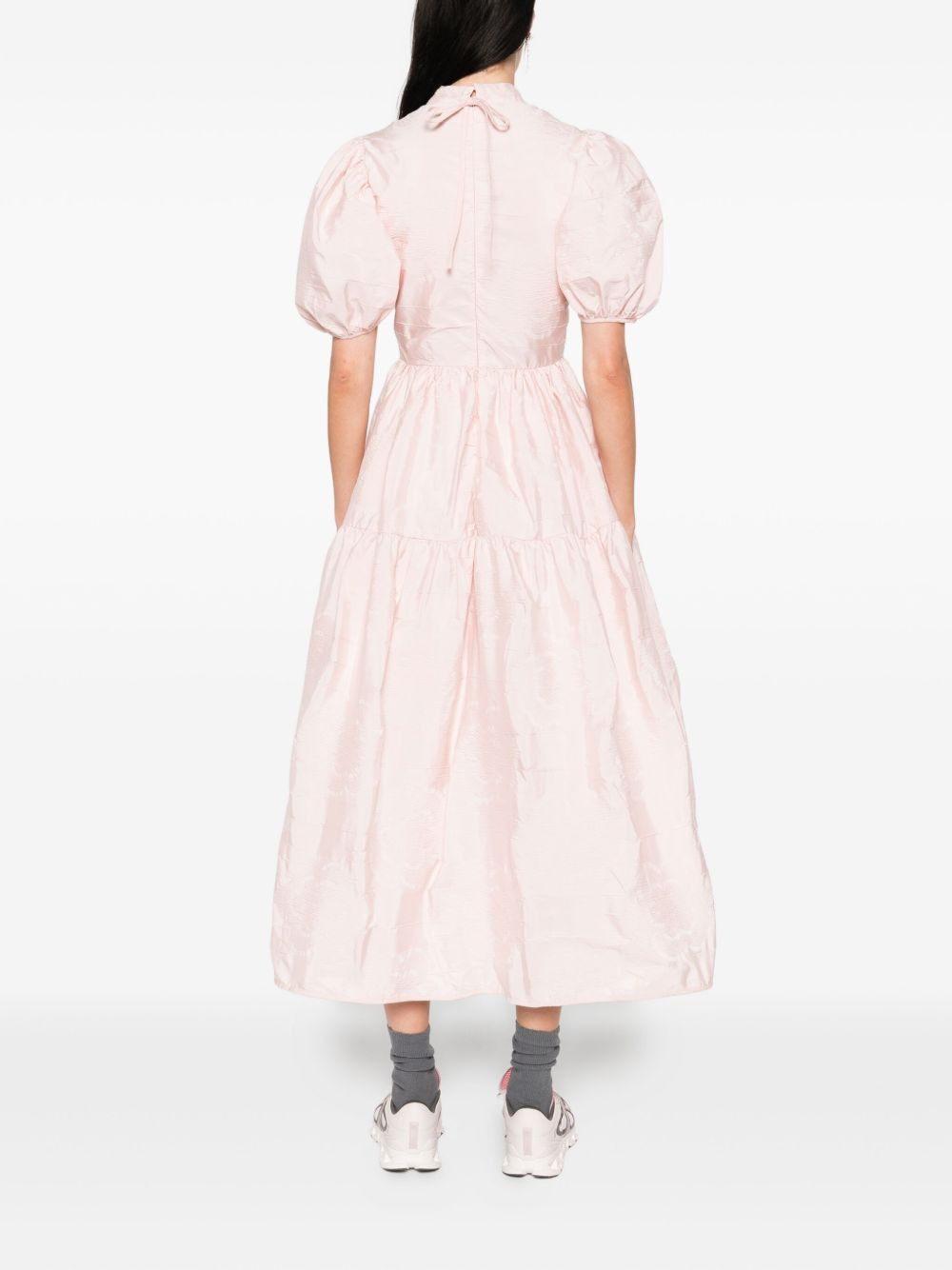 puff-sleeve tiered midi dress - 4