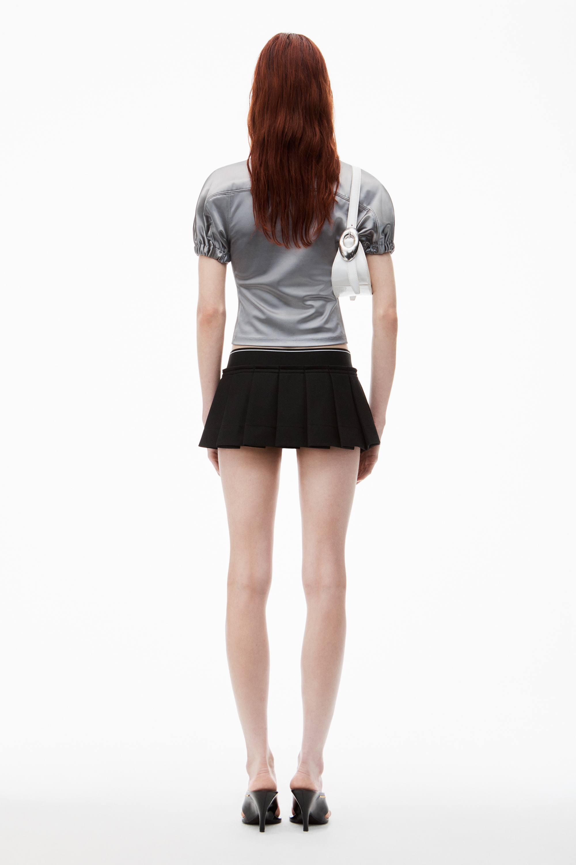 Alexander Wang Logo Cheerleader Mini Skirt in pique | REVERSIBLE