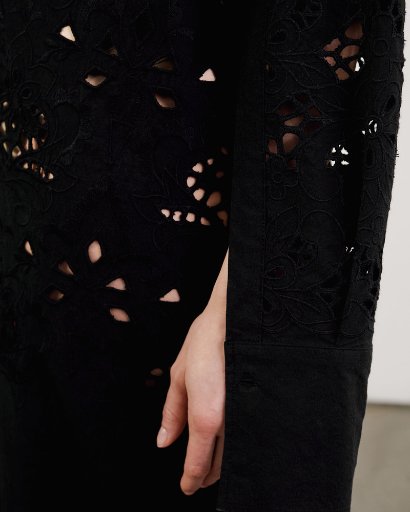 LOUANNE EMBROIDERED LONG POPLIN DRESS 3