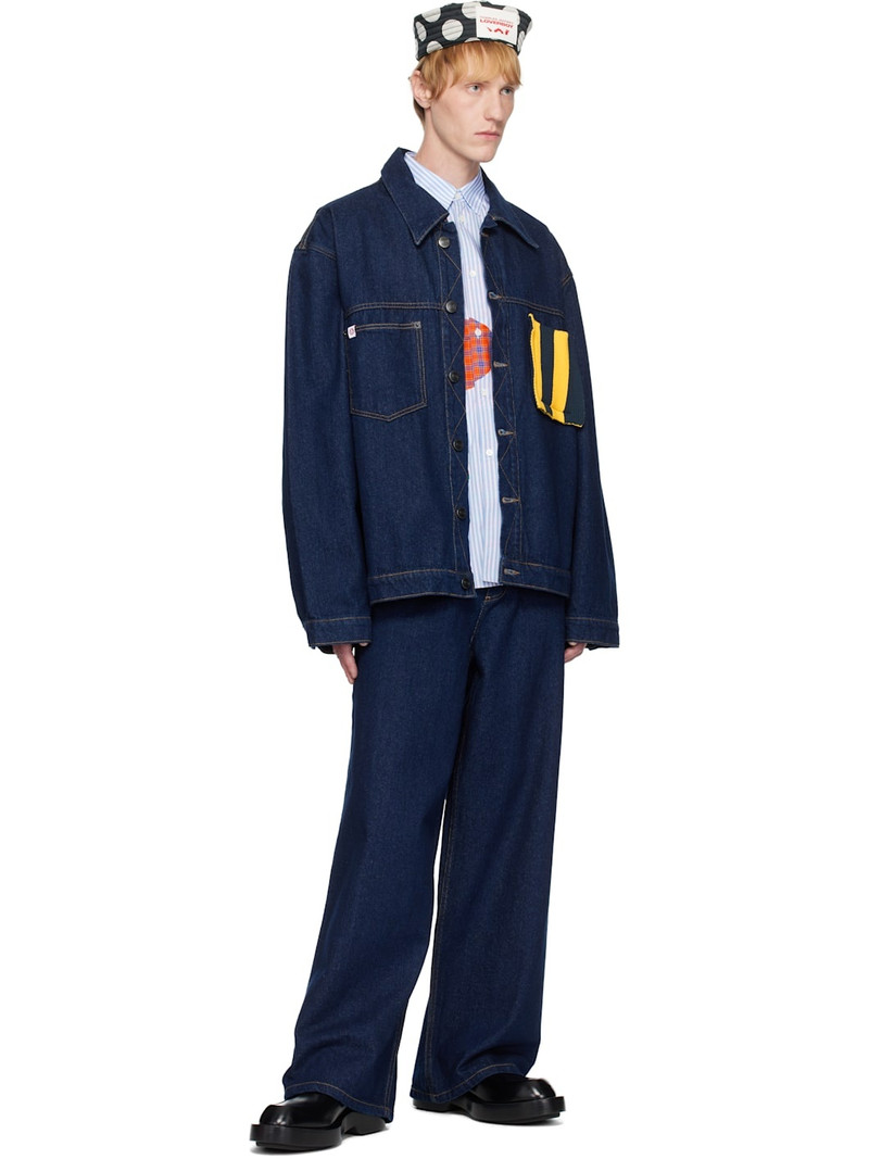 CHARLES JEFFREY LOVERBOY Blue Wide Leg Knit Patch Jeans outlook