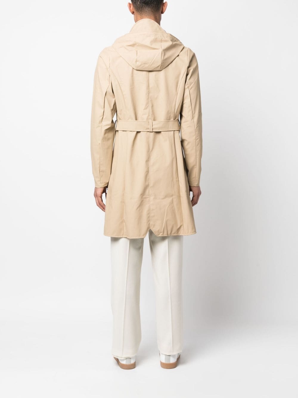 belted hooded raincoat - 5