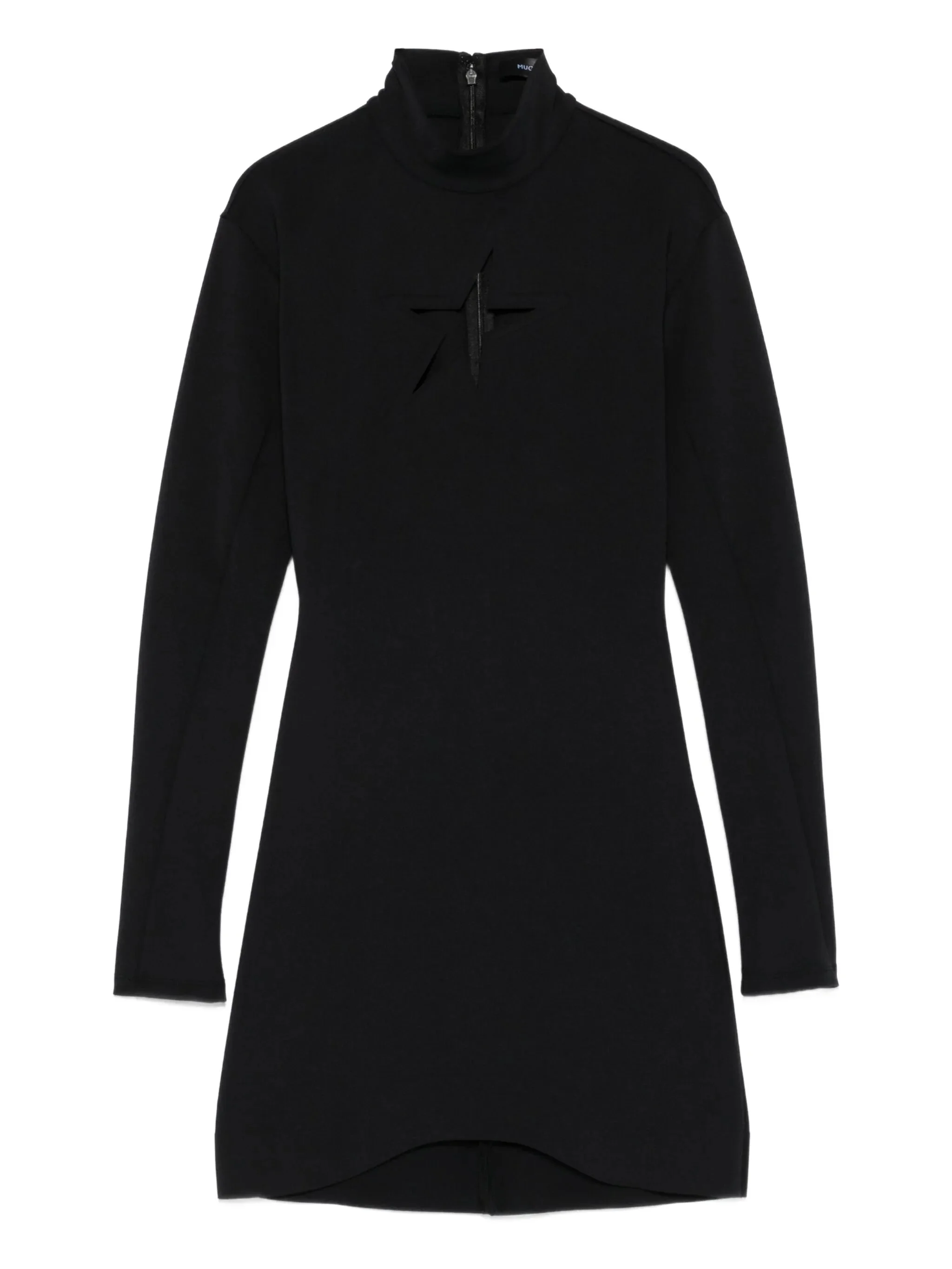 keyhole-neck long-sleeve dress - 1