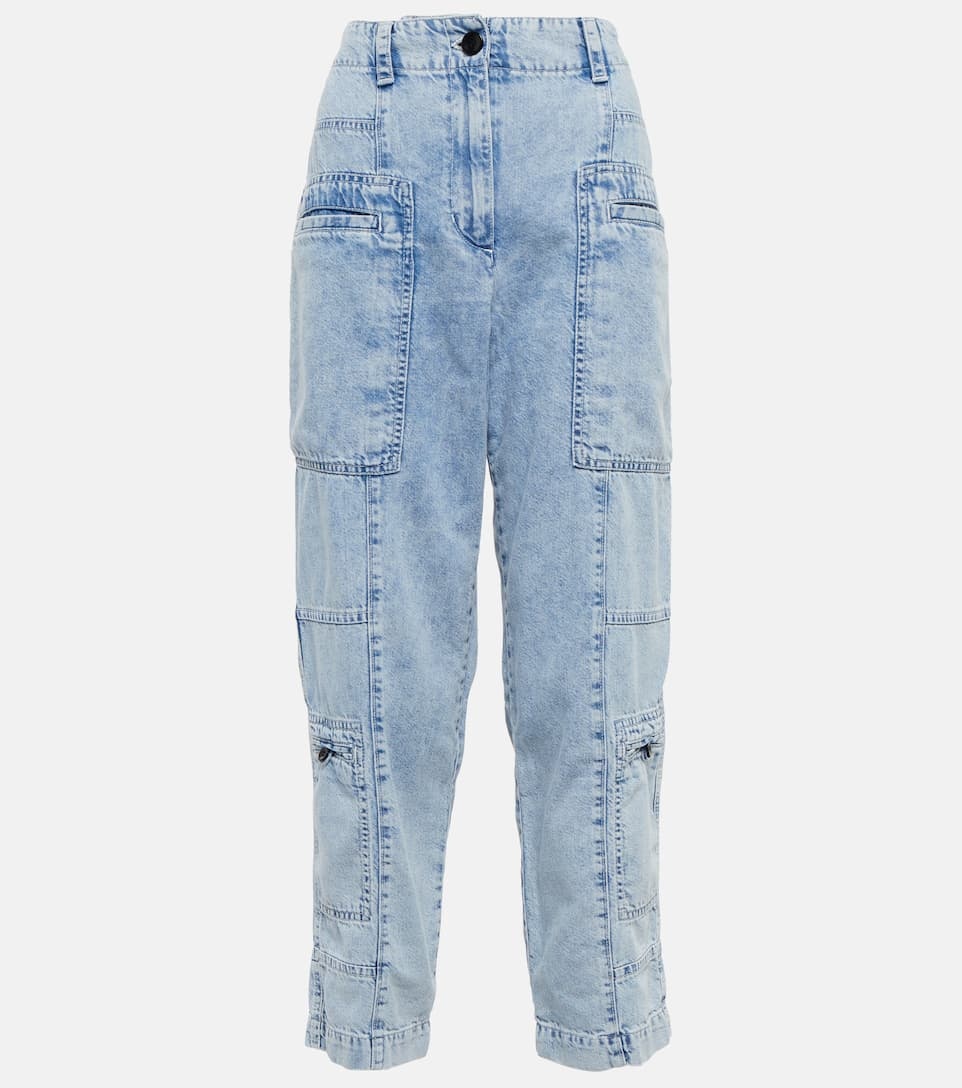 Chambray high-rise cargo jeans - 1