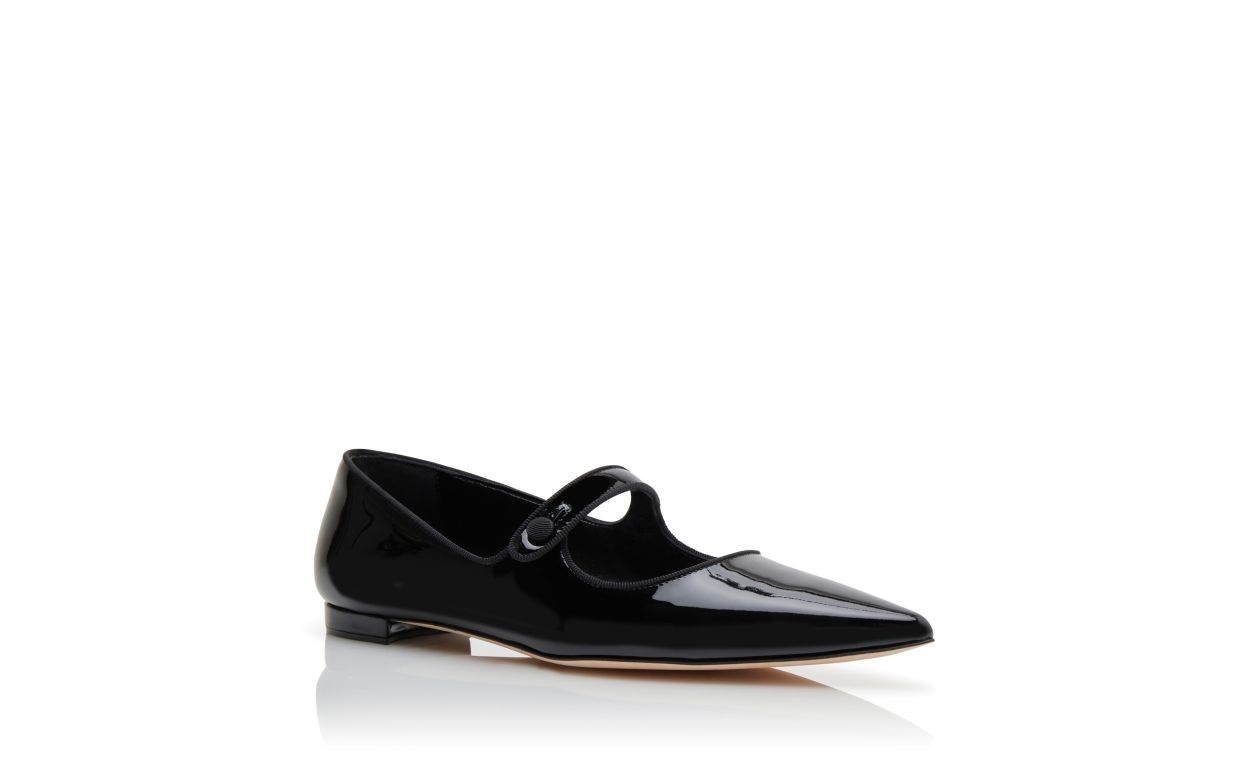 Black Patent Leather Mary Jane Flat Pumps - 3