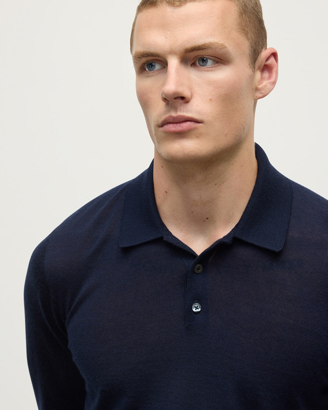 Navy Cashmere Polo Shirt - 5